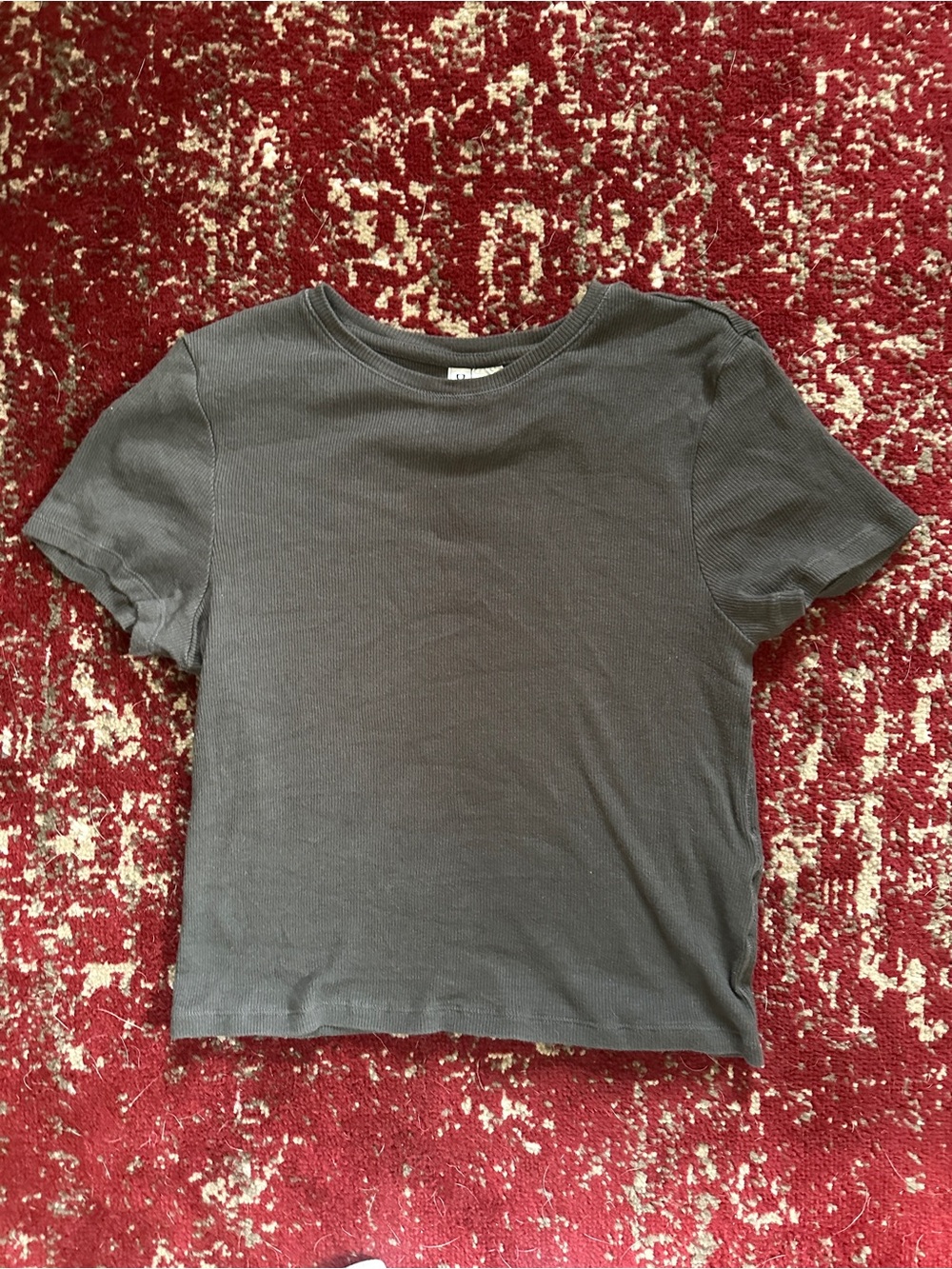 H&M Ribbed Short-Sleeve Top - Charcoal Grey